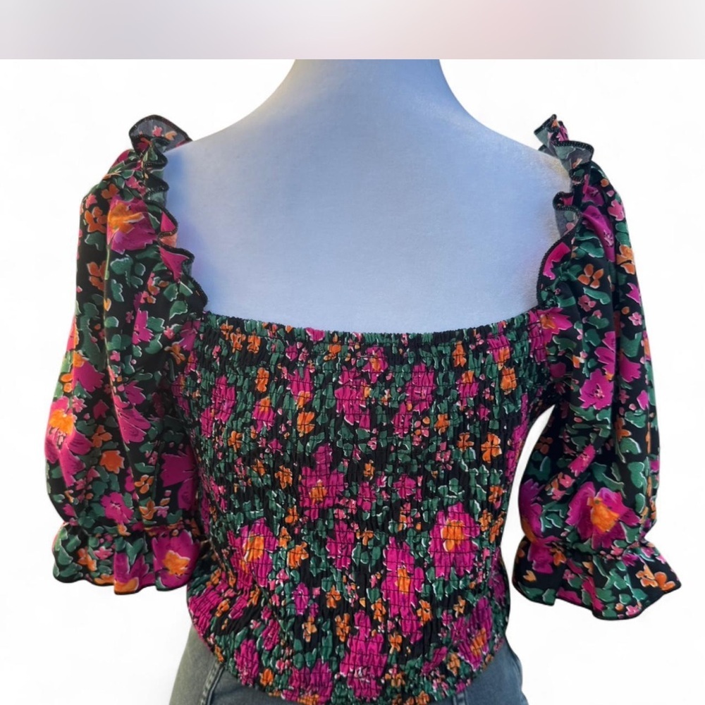 Floral Sweetheart Neckline Blouse - Picture 3 of 3